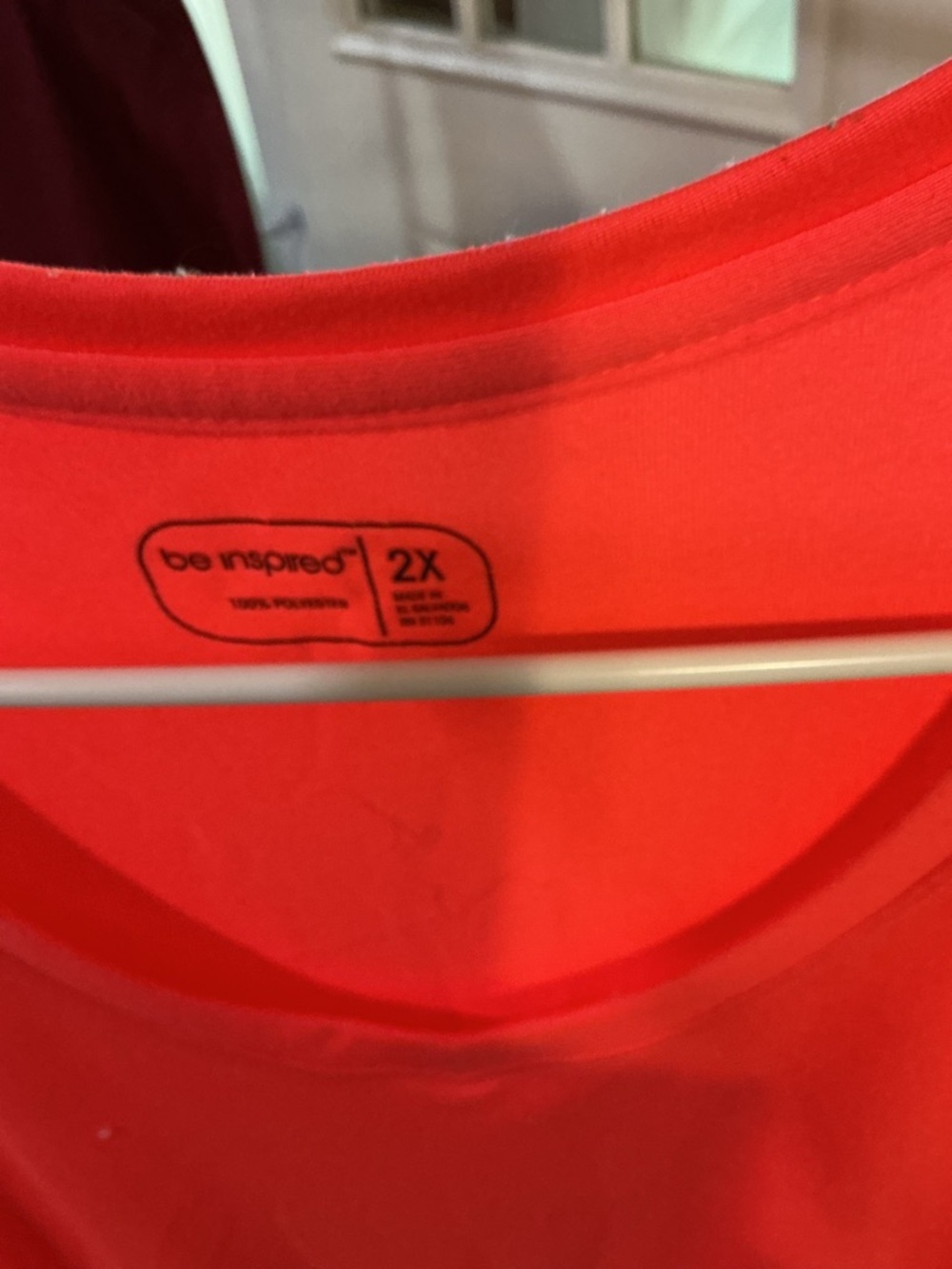 be inspired Coral-Red Scoop Neck Tee